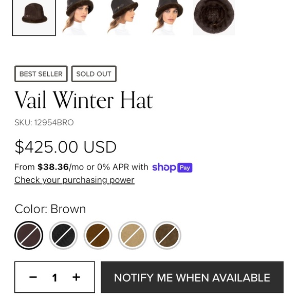 Eric Javits Vail Winter Hat In Brown Suede Water Repellent Adjustable Size - Picture 9 of 9